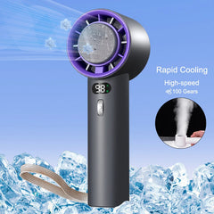 Portable Turbo Fan – 100-Speed Handheld Cooling Fan with 3000mAh Battery