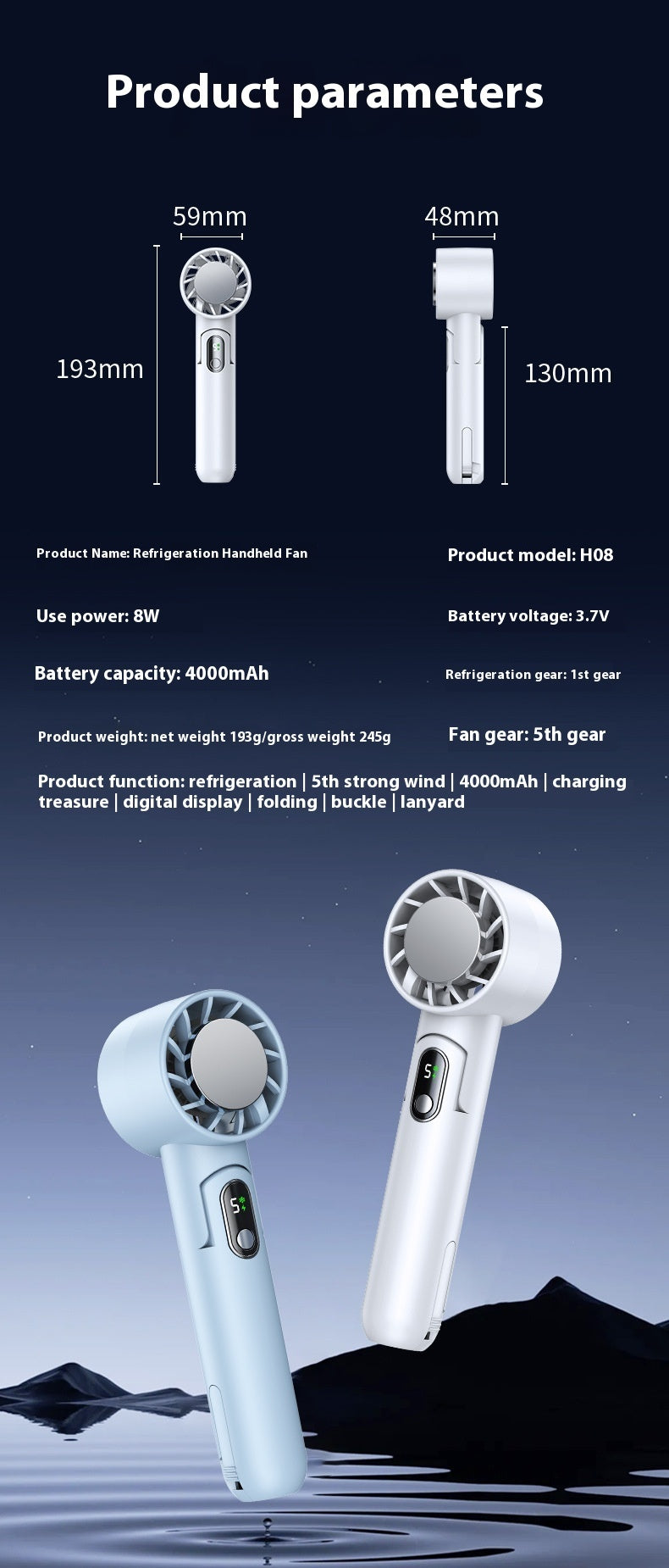 Foldable Handheld Fan with Refrigeration – 5-Speed Cooling On the Go