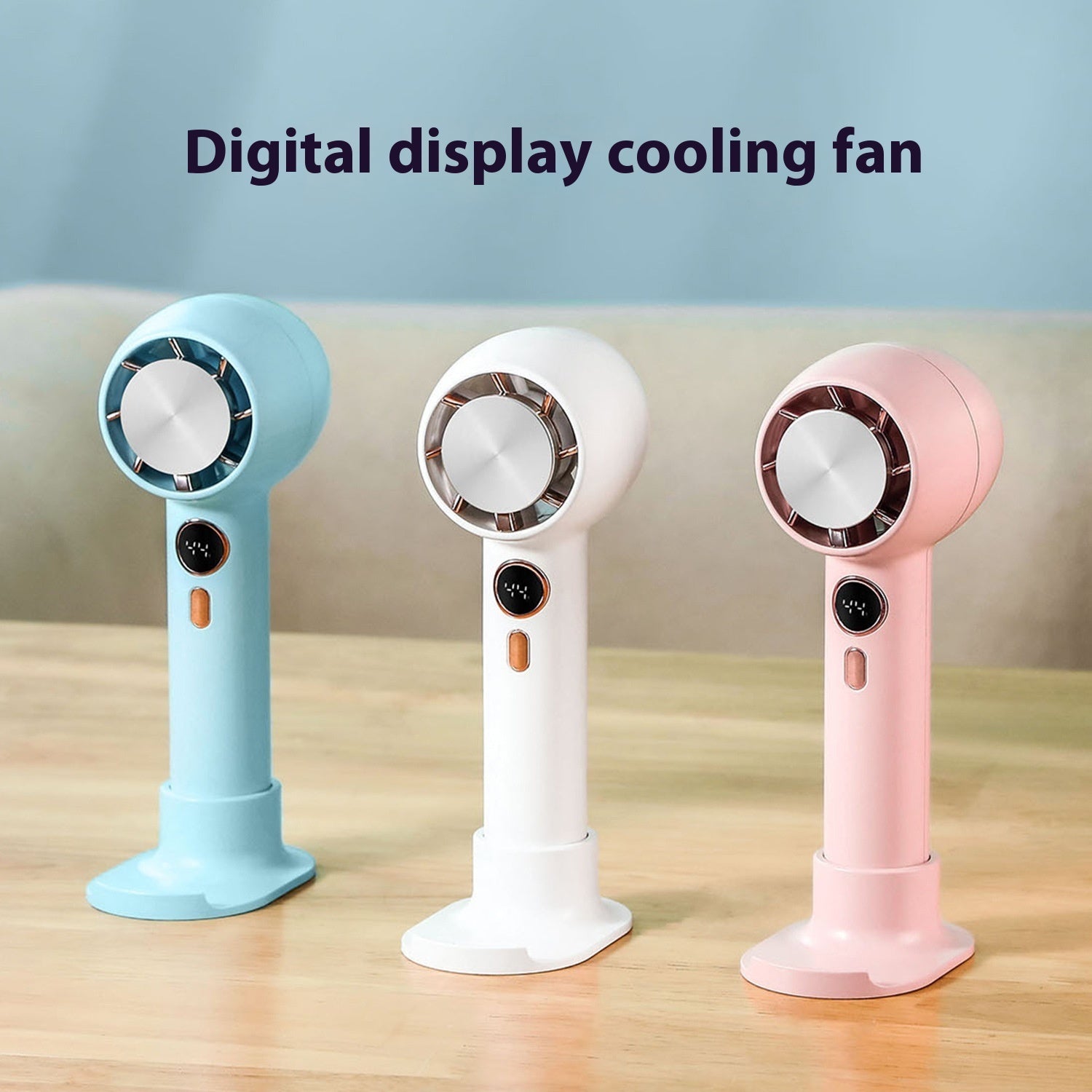Digital Display Cooling Fan Desktop Bracket Ice Compress Small Handheld Fan - The Summer Stop