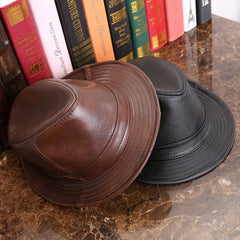 Men's And Women's Cowhide Hats With Big Eaves On The Street - The Summer Stop