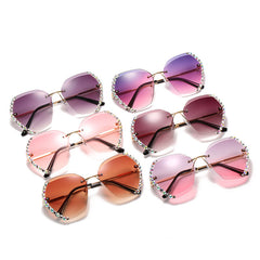 Rimless Sunglasses With Diamond-Studded Polygonal Sunglasses - The Summer Stop