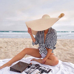 25CM Wide Brim Oversized Beach Hats For Women Large Straw Hat UV Protection - The Summer Stop