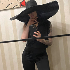 25CM Wide Brim Oversized Beach Hats For Women Large Straw Hat UV Protection - The Summer Stop