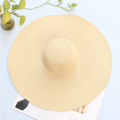 25CM Wide Brim Oversized Beach Hats For Women Large Straw Hat UV Protection - The Summer Stop