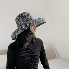 Black Net Red Straw Hat Sun Hat Sunscreen Holiday Seaside Beach Big Brim Summer Sun Hat - The Summer Stop