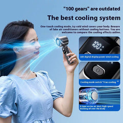 Violent High-Speed USB Fan – Handheld, Neck-Wearable, ICE Cool with Digital Display