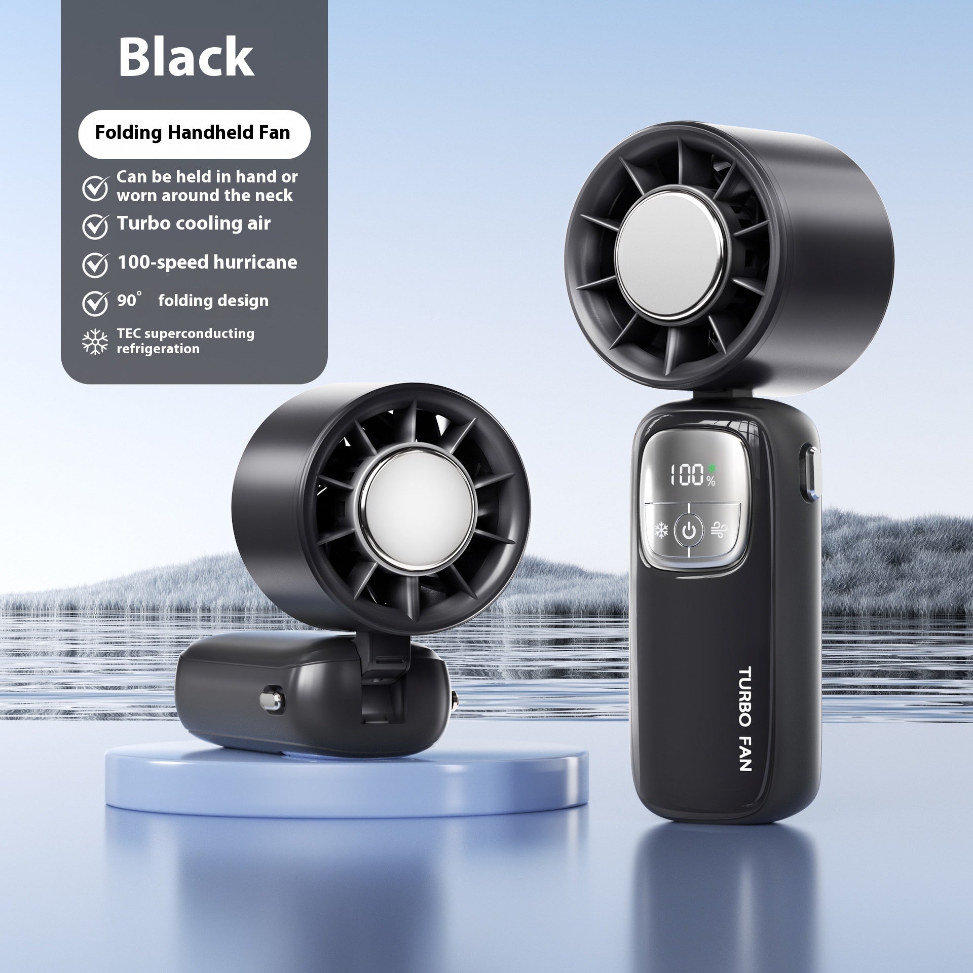 5-Blade USB Rechargeable Cooling Fan with Ice Compress & 4000mAh Battery