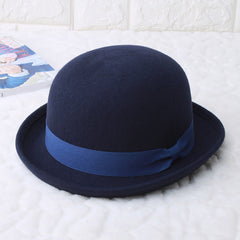 Casual British Style Round Top Curled Wool Bow Hat - The Summer Stop