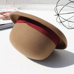 Casual British Style Round Top Curled Wool Bow Hat - The Summer Stop