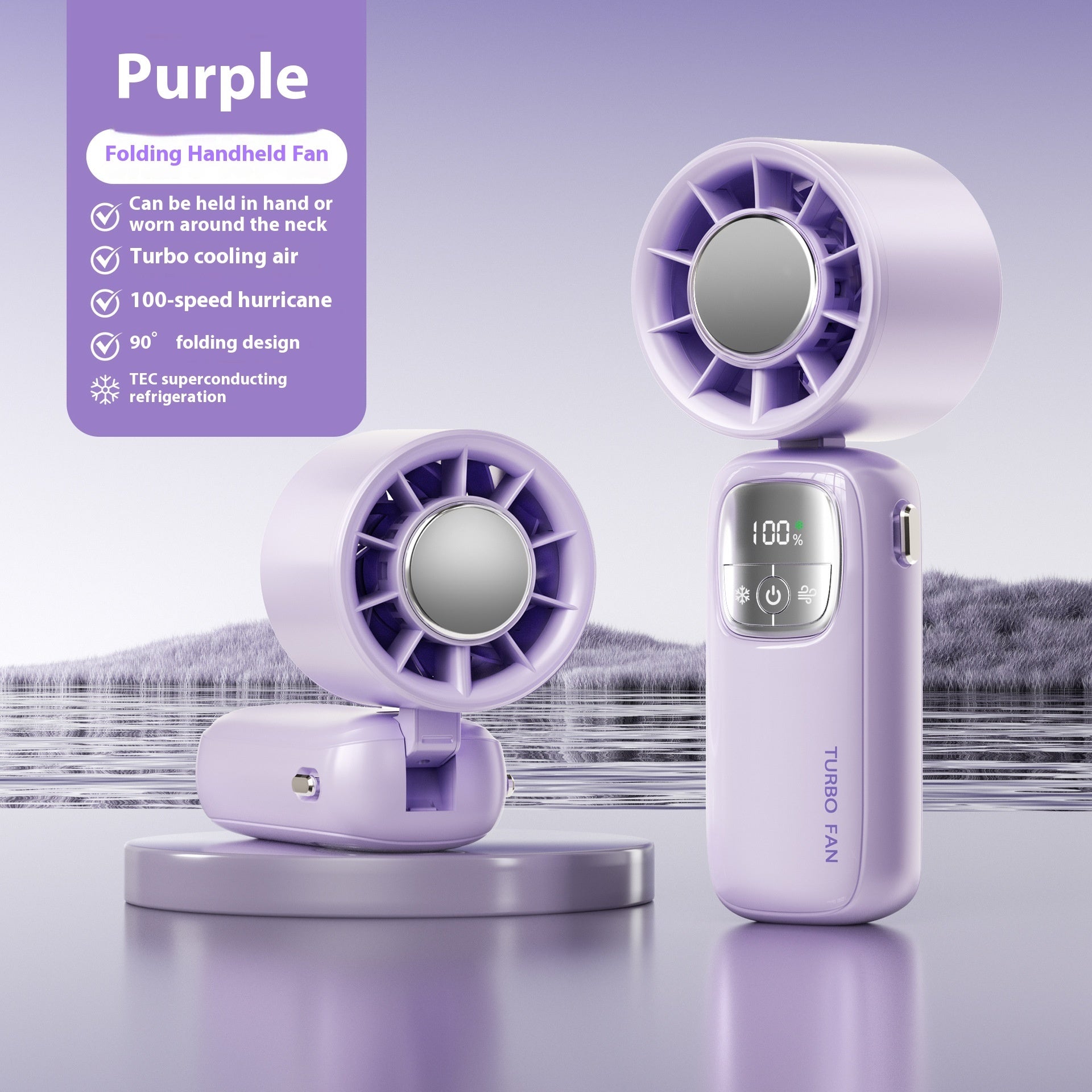 5-Blade USB Rechargeable Cooling Fan with Ice Compress & 4000mAh Battery