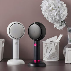 Mini Silent USB Handheld Fan with Light & Built-In Mirror