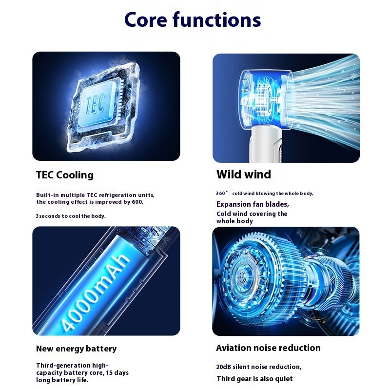 Foldable Handheld Fan with Refrigeration – 5-Speed Cooling On the Go