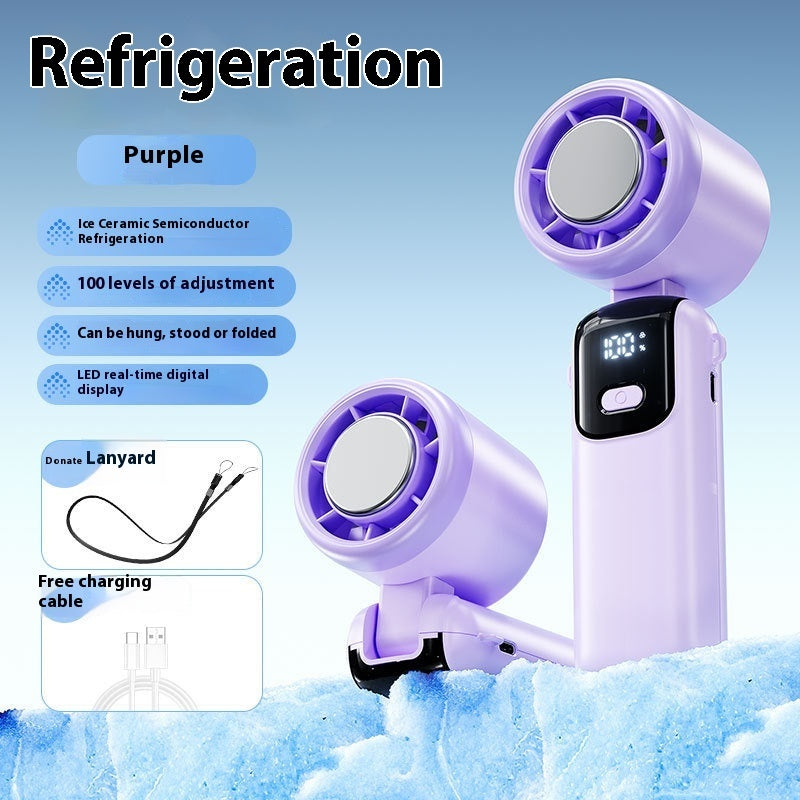 Violent High-Speed USB Fan – Handheld, Neck-Wearable, ICE Cool with Digital Display