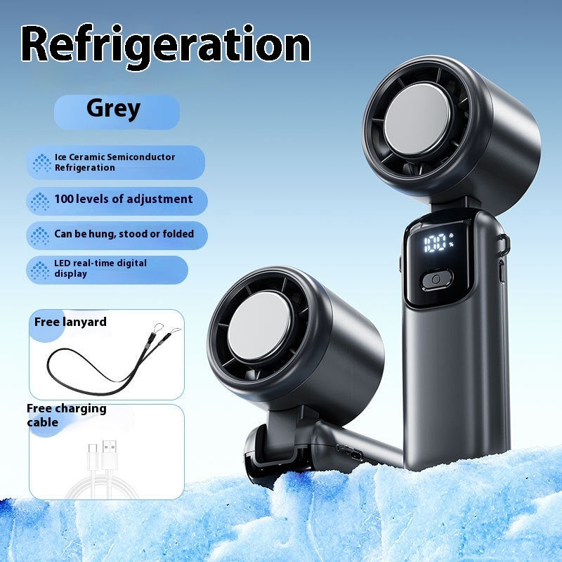Violent High-Speed USB Fan – Handheld, Neck-Wearable, ICE Cool with Digital Display