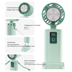 Five-Speed Handheld Fan – Digital Display & USB Rechargeable Cooling