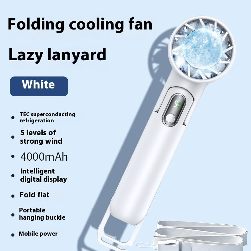 Foldable Handheld Fan with Refrigeration – 5-Speed Cooling On the Go