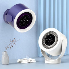 Adjustable Desktop Fan with LED Ambient Light – Rechargeable USB Quiet Table Fan with 100-Speed Touch Control & Wall Mount Option
