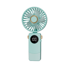 Handheld Fan Digital Display Hanging Neck Folding Charging - The Summer Stop