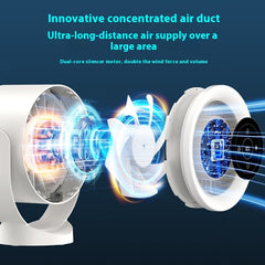 Adjustable Desktop Fan with LED Ambient Light – Rechargeable USB Quiet Table Fan with 100-Speed Touch Control & Wall Mount Option