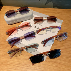 Fashion Sunglasses Frameless Wood Grain Glasses Leg Sunglasses - The Summer Stop