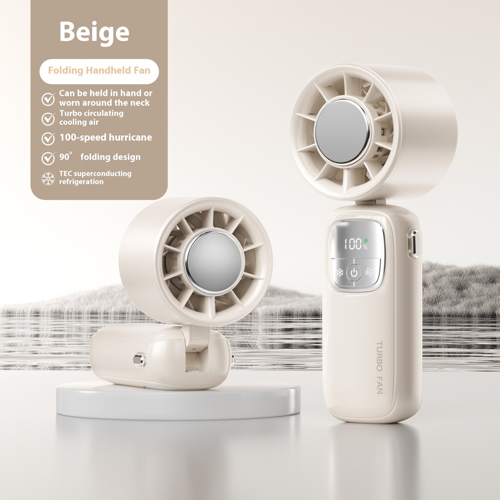 5-Blade USB Rechargeable Cooling Fan with Ice Compress & 4000mAh Battery
