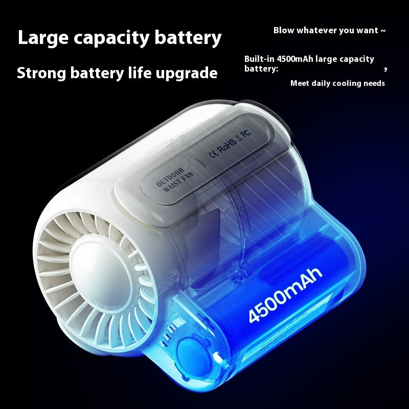 Portable USB Waist & Neck Fan – Hands-Free, High Power, 3-Speed Cooling for Work & Outdoor Sports