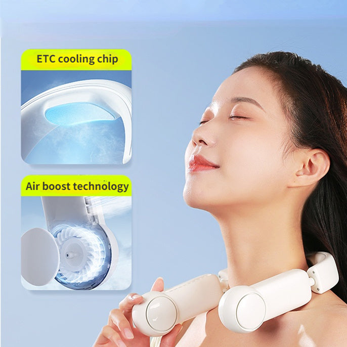Portable Mini Neck Fan Portable Bladeless Fan USB Rechargeable Leafless Hanging Fans Air Cooler Cooling Wearable Neckband Fans - The Summer Stop