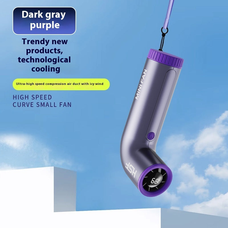 Mini Turbine USB Fan – 100-Speed, Digital Display, Long Battery Life