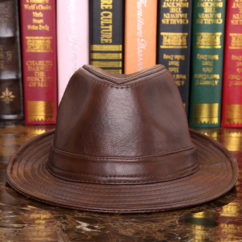 Men's And Women's Cowhide Hats With Big Eaves On The Street - The Summer Stop