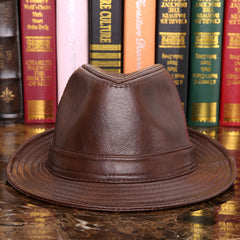 Men's And Women's Cowhide Hats With Big Eaves On The Street - The Summer Stop