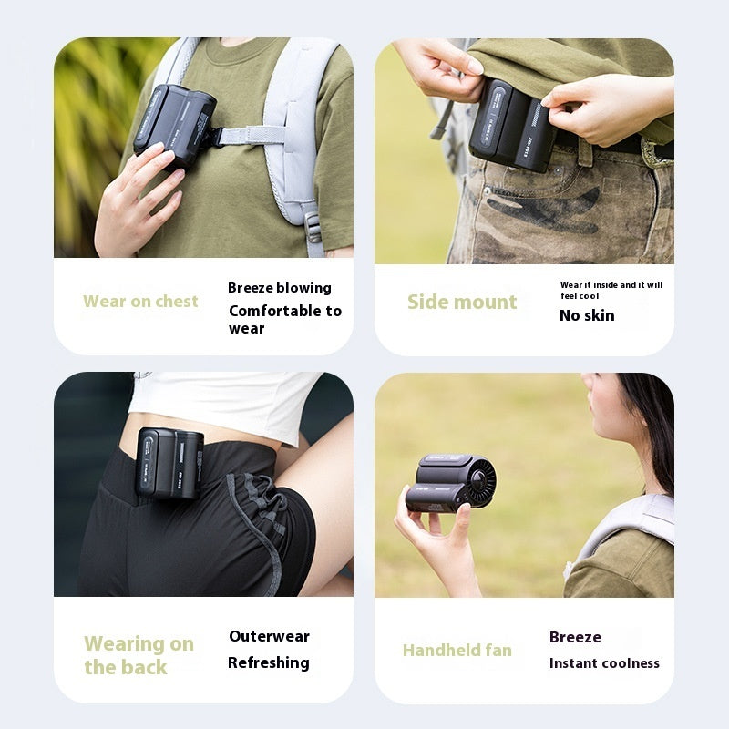 Portable USB Waist & Neck Fan – Hands-Free, High Power, 3-Speed Cooling for Work & Outdoor Sports