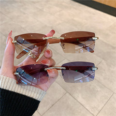 Fashion Sunglasses Frameless Wood Grain Glasses Leg Sunglasses - The Summer Stop
