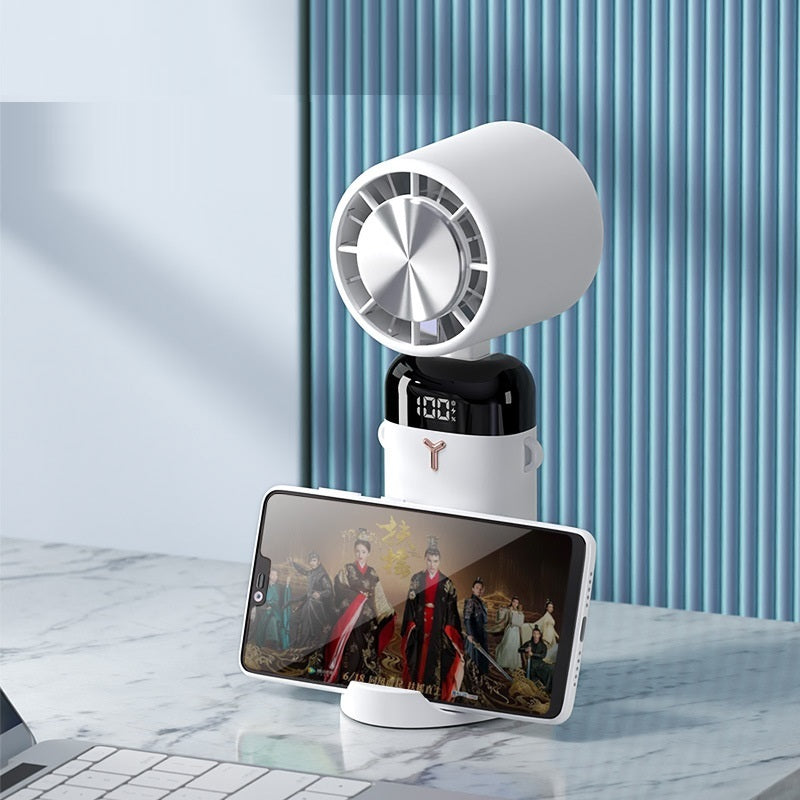 Mini Leafless Folding Fan – Digital Display & USB Cooling