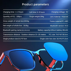 Bluetooth 5.0 Smart Sunglasses – Wireless Audio, Hands-Free Calls & Waterproof Design