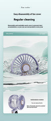 Handheld Fan Digital Display Hanging Neck Folding Charging - The Summer Stop